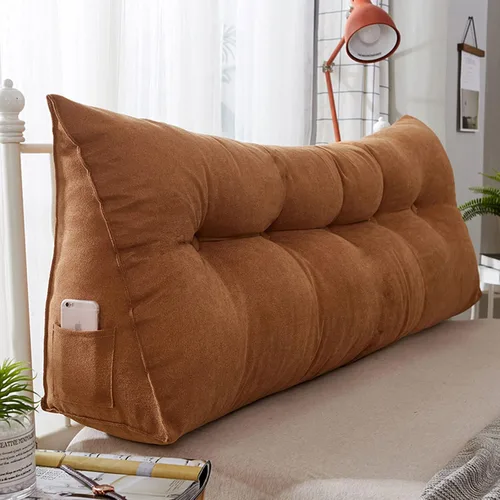 Vista 11 de Almohada triangular para cabecero, almohada de cuña de lectura, cojín de cabecero, almohada de respaldo para día, cama, litera, funda extraíble Negro