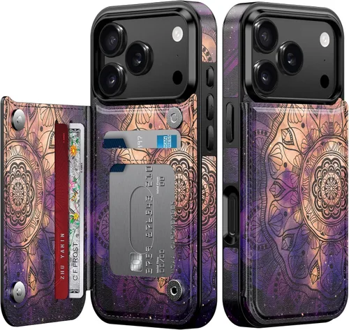 Vista 195 de LETO para iPhone 15 Pro Funda tipo cartera - Tapa tipo folio con patada - Diseños de moda - Tarjetero - Funda protectora para mujeres y niñas - 6.1