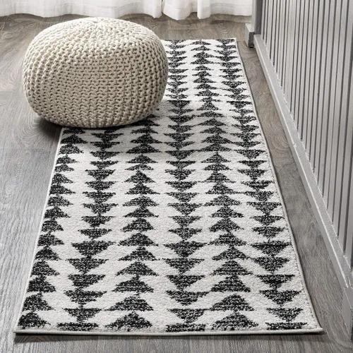 Vista 17 de JONATHAN Y Aisha - Alfombra geométrica triangular marroquí negra/crema, 2x8, contemporánea, moderna, fácil de limpiar para sala de estar