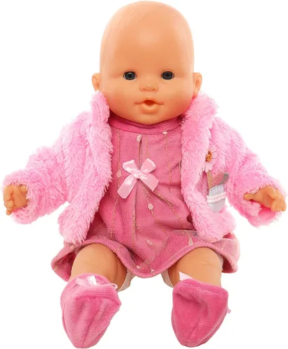 Vista 2 de Ropa de muñeca de bebé, traje rosa lindo casual con abrigo de vestir