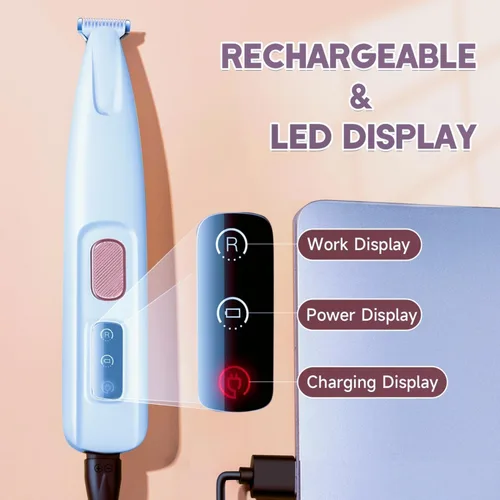 Vista 8 de Cortador de patas para perros, gatos, conejos con luz LED, uso de mascotas (blanco) Electric Pets Clippers Rechargeable, Grooming Shaver for Dog
