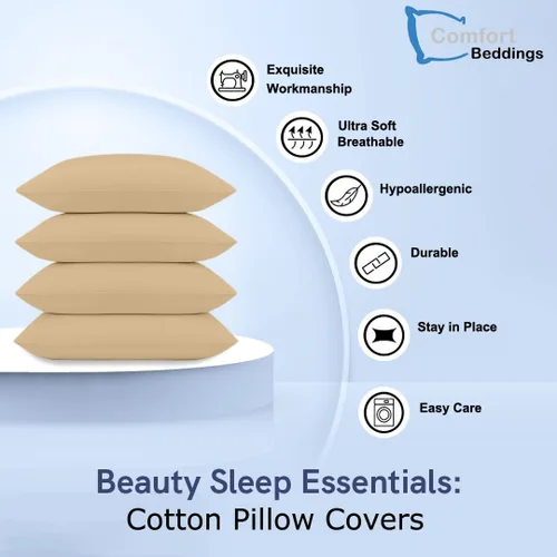 Vista 2 de Comfort Beddings Juego de 4 fundas de almohada King – 100% algodón orgánico, satén de 600 hilos, fundas de almohada suaves y cómodas con cierre