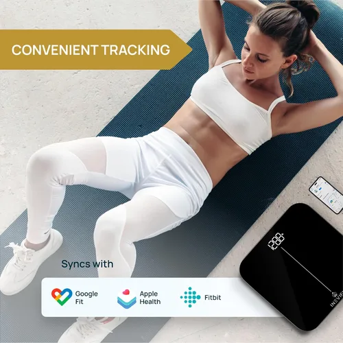 Vista 4 de INEVIFIT - Báscula inteligente de grasa corporal; analizador digital de composición corporal Bluetooth de alta precisión que mide peso, grasa