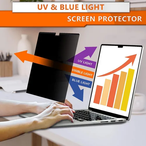 Vista 4 de ZOEGAA Pantalla de privacidad para MacBook Pro de 13 pulgadas (2012-2015), protector de pantalla de privacidad magnético extraíble anti luz azul