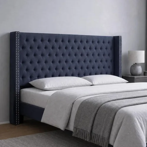 Vista 9 de Madison Park Cabecera tapizada Queen Wingback, con acolchado de esponja de alta densidad, cabecera de altura ajustable, fácil montaje, terciopelo