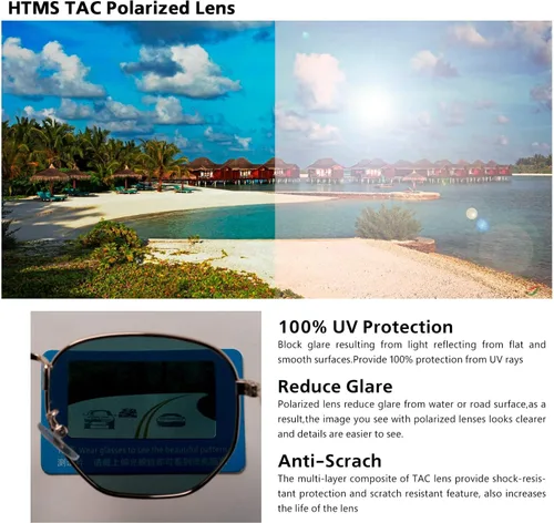 Vista 4 de Hipster. - Lentes de sol polarizados hexagonales para hombre y mujer, diseño geométrico, cuadrados, pequeños, marco de metal vintage, gafas de sol