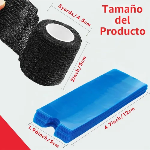 Vista 3 de 200 piezas de fundas para bolígrafos con 8 piezas de cinta adhesiva para agarre - Fundas para bolígrafos azules SOTICA, fundas para máquinas, fundas