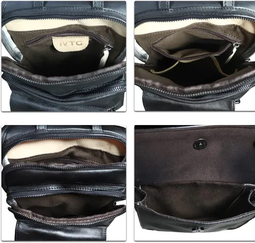 Vista 7 de Bolso bandolera de cuero genuino para hombres y mujeres, estilo vintage, de cuero real, a la moda, mochila bandolera para el hombro, bolso cruzado