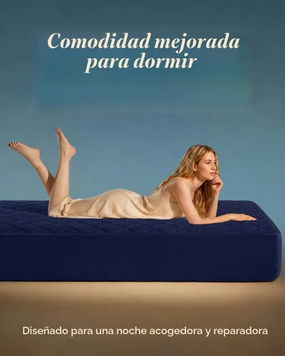 Vista 8 de Utopia Bedding - Cubrecolchón acolchado, tamaño King, protector y cubierta de colchón elástica con bolsillo profundo que se estira hasta 16 Azul