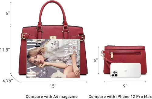 Vista 4 de Marco M - Bolso de mano y bolso para mujer con asa superior y cartera a juego