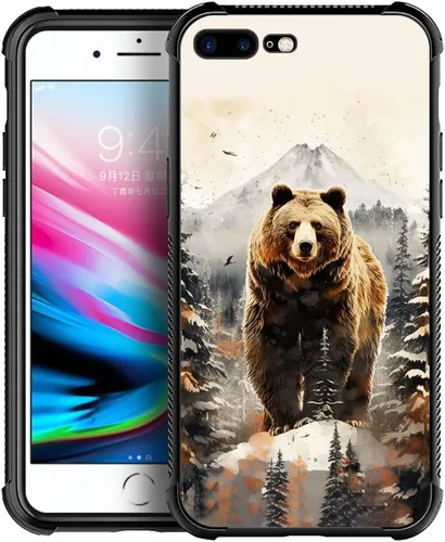 Vista 26 de Funda compatible con iPhone 8 Plus, diseño de elefantes africanos para iPhone 7 Plus, diseño de patrón a prueba de golpes, antiarañazos, carcasa