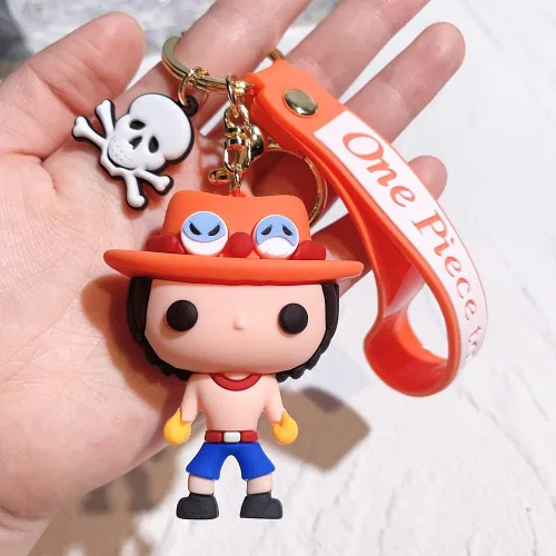Vista 2 de Llavero con diseño de anime de una pieza, Luffy Law Sanji con colgante de acrílico y accesorios de regalo para hombres y niños, S