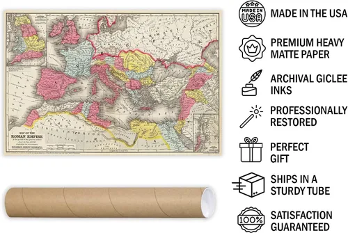 Vista 3 de Imperio romano en su mayor extensión 1875 - Impresión de mapa histórico - 24 x 16 pulgadas