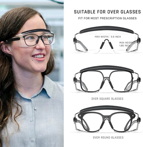 Vista 3 de Gafas de seguridad antivaho Gafas de seguridad sobre gafas protectoras con lentes antiarañazos ajustables