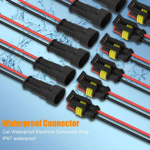 Vista 4 de JacobsParts Conector eléctrico impermeable, enchufe de 2 pines, conectores de cable eléctrico automático para automóvil, camión, barco y otras