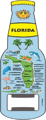 Vista 2 de Magnet Florida Souvenir Gifts - Juego de 4 abrebotellas de cerveza Sunshine State Map Miami, Key West, Orlando (Florida)