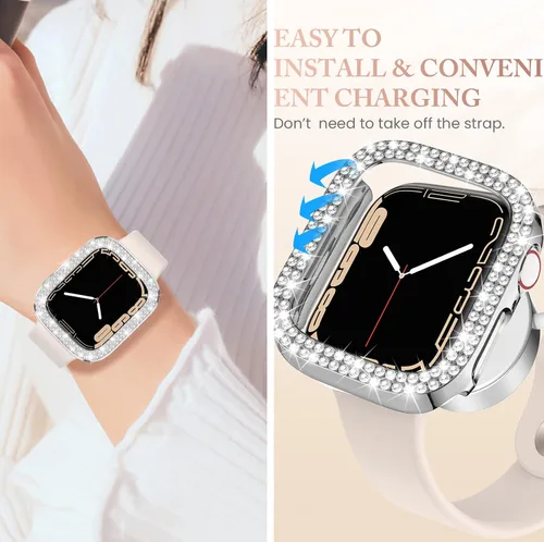 Vista 5 de Goton Paquete de 4 Fundas con Diamantes de Imitación para Apple Watch, Protector de 38mm para Series 3/2/1, Funda con Diamantes de Imitación