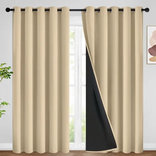 Vista 99 de SimpleHome - Cortinas opacas 100% para recámara, cortinas de ventana con ojales beige, con aislamiento térmico, cortinas de oscurecimiento