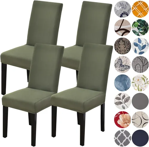 Vista 12 de HZDHCLH Juego de 4 fundas para sillas de comedor color burdeos, fundas elásticas de elastano para sillas Parsons, paquete de 4, fundas de asiento