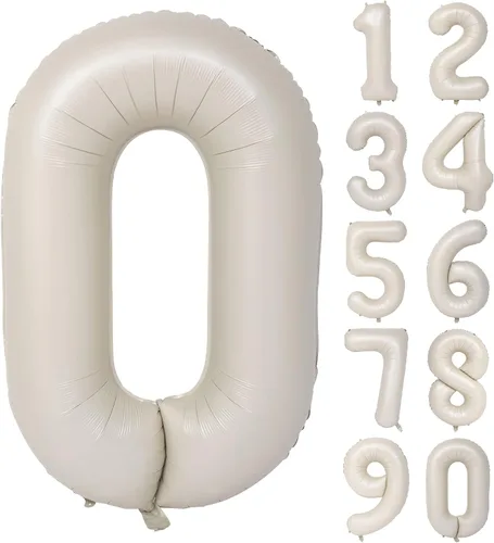 Vista 207 de Globos de 40 pulgadas con números de caramelo, papel de aluminio de helio, globos de látex de Mylar para fiesta de cumpleaños, decoración digital 0