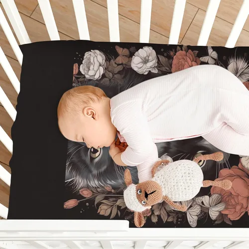 Vista 8 de Fitted Crib Sheets Cats Flowers Mini Crib Sheets for Boy & Girl Toddler Mattress Sheets Playard Sheet 21216488