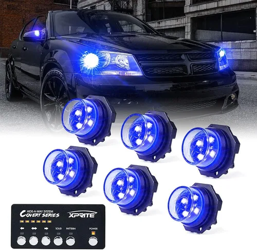 Vista 19 de Xprite Kit de luces estroboscópicas LED ámbar ocultas, 20 patrones intermitentes con panel de control, faros, luces traseras, luces antiniebla
