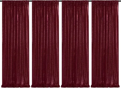 Vista 84 de Cortinas de fondo de lentejuelas con purpurina azul bebé, 2 piezas de 2 x 8 pies, telón de fondo de fiesta de baby shower para niños, hermosas