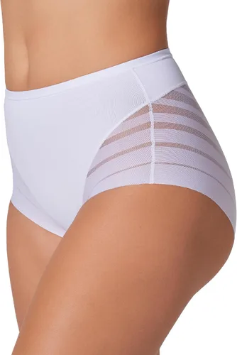 Vista 18 de Leonisa Faja Invisible de Cintura Alta con Control de Abdomen para Mujeres - Ropa Interior de Encaje a Rayas para Damas Panties Marrón claro
