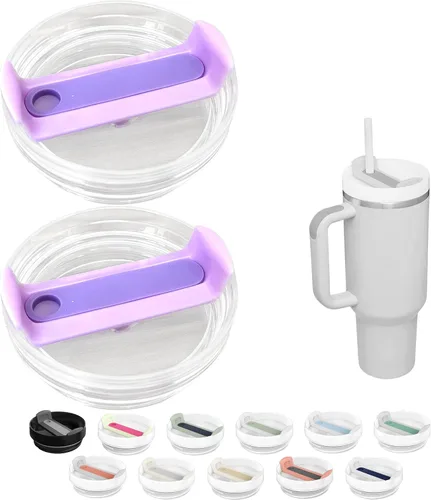 Vista 21 de Tapa de Vaso de 40 OZ Compatible con Stanley Quencher, Paquete de 2 Tapas de Vaso de Acero Inoxidable a Prueba de Derrames y Resistentes a
