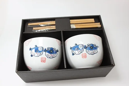 Vista 3 de Juego de 2 tazones de cerámica de porcelana japonesa con palillos, sopa de ramen, fideos, gachas de avena, menudo ramen udon, pasta, cereales