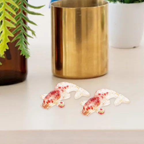 Vista 5 de ibasenice 2 figuras pequeñas de cristal de pez Koi, decoraciones de mesa naturales para la oficina en casa, únicas para festivales y ocasiones