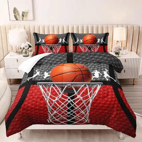 Vista 19 de AILONEN Juego de edredón de béisbol tamaño individual, juego de ropa de cama para niños, cama deportiva para niños en una bolsa, 1 juego de edredón