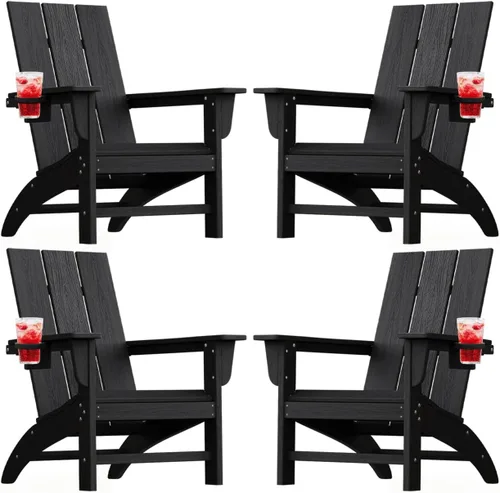 Vista 20 de Silla Adirondack moderna, sillas de patio de plástico HDPE para todo tipo de clima, silla para hoguera, sillas de césped al aire libre para terraza