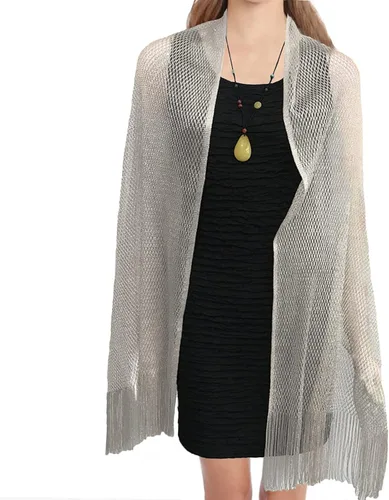 Vista 5 de Yeieeo Sparkling Metallic Shawls and Wraps for Evening Party Dresses with Fringe Scarf