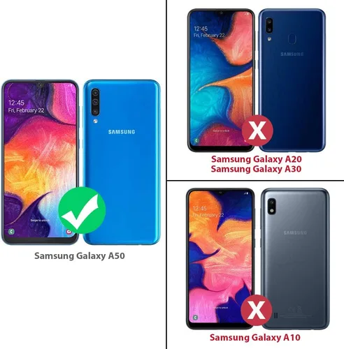 Vista 2 de TJS Funda compatible con Samsung Galaxy A50 2019, con protector de pantalla de vidrio templado, anillo de metal, soporte magnético, resistente Negro