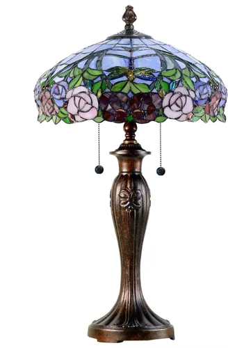 Vista 4 de Dale Tiffany TT12232 Lámpara de mesa Zenia Rose, 16.25" x 16.25" x 27", Fieldstone