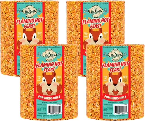 Vista 7 de Mr. Bird Flaming Hot Feast - Cilindro de semillas de pájaro picante, 1 paquete, 1 libra 3 onzas