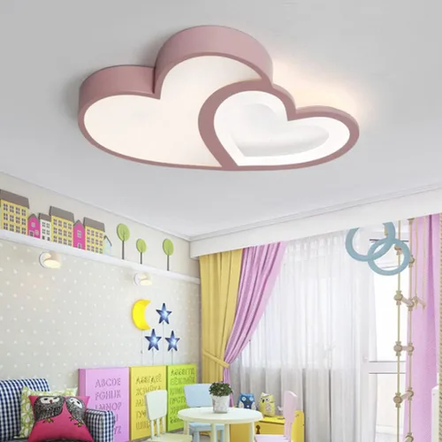 Vista 4 de NERDOH Lámpara de techo LED moderna para habitación de los niños, lámpara de techo creativa en forma de corazón, dormitorio de bebé, regulable