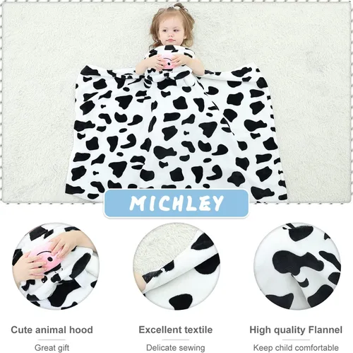 Vista 3 de MICHLEY Manta de bebé con capucha para niños y niñas, con cara de animal para otoño e invierno, de 0 a 3 años