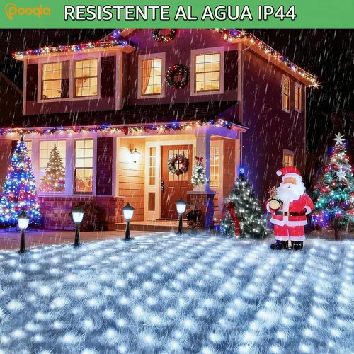 Vista 5 de Pooqla Luces de red solar, 10 x 10 pies, 280 luces LED de red para cenador al aire libre con 8 modos, funciona con energía solar y USB, impermeable
