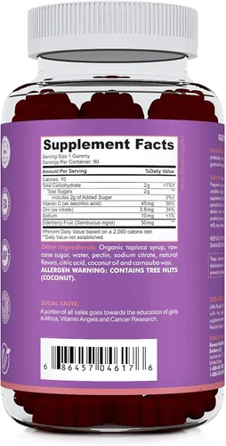 Vista 2 de RUWAA NUTRITION Vitaminas, gomitas de saúco, suplementos de zinc y vitamina C: vitaminas de apoyo inmunológico, hueso, cerebro, pulmón, piel