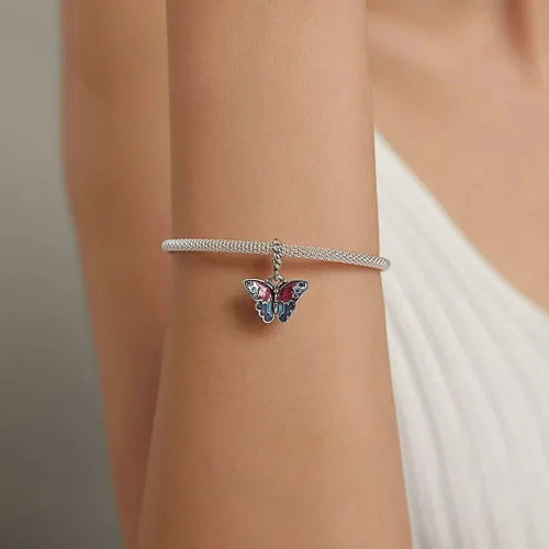 Vista 5 de Abalorio de perro de plata de ley 925 con diseño de dinosaurio y araña, dije de gato con forma de delfín, ratón para pulsera Pandora