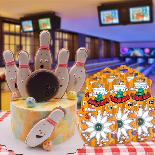 Vista 6 de ArtCreativity Recuerdos de fiesta de bolos (paquete de 12) cada juego incluye 10 pines en miniatura y 1 bola de mármol, mini juego de bolos, mini
