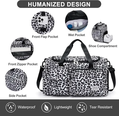Vista 343 de Pequeña bolsa de gimnasio para mujer, bolsa de viaje con compartimento para zapatos