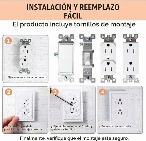 Vista 5 de Cubiertas Decorativas para Enchufes Placa de Pared, Diseño de Relieve de Pétalos Estilo Clásico, Cubierta Decorativa Moderna para Interruptor de Luz