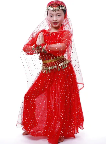 Vista 3 de Astage Conjunto elegante de traje de danza del vientre de la niñade la muchacha grande,Todos los accesorios