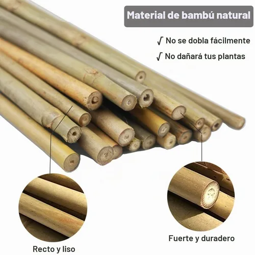Vista 3 de 20 estacas de bambú natural de 18 pulgadas para plantas de interior, palos de bambú, estacas de bambú de jardín para plantas en maceta, tomate
