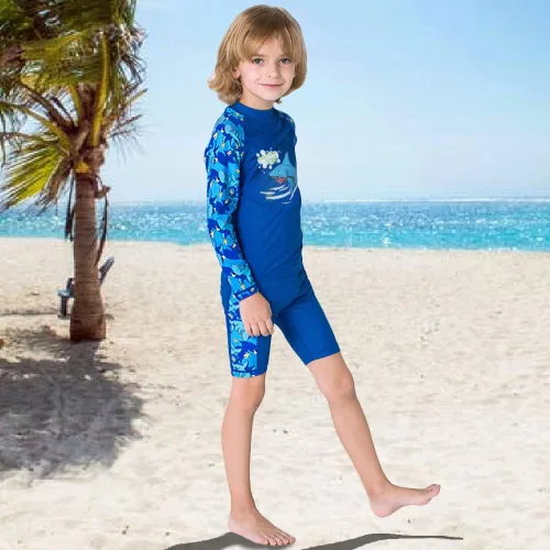 Vista 2 de TFJH E Traje de baño de dos piezas de manga larga con protección solar UPF 50+ UV para niños