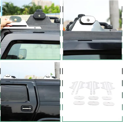 Vista 5 de PIUGILH Soporte de techo de acero inoxidable compatible con Hummer H2 2003-2009, adhesivo para soporte de techo de coche