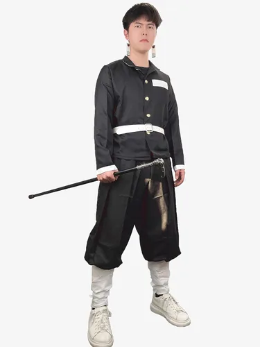 Vista 8 de CosTribe Disfraz de anime para hombre kimono conjunto completo bata tipo cárdigan Haori con leggings para pendientes